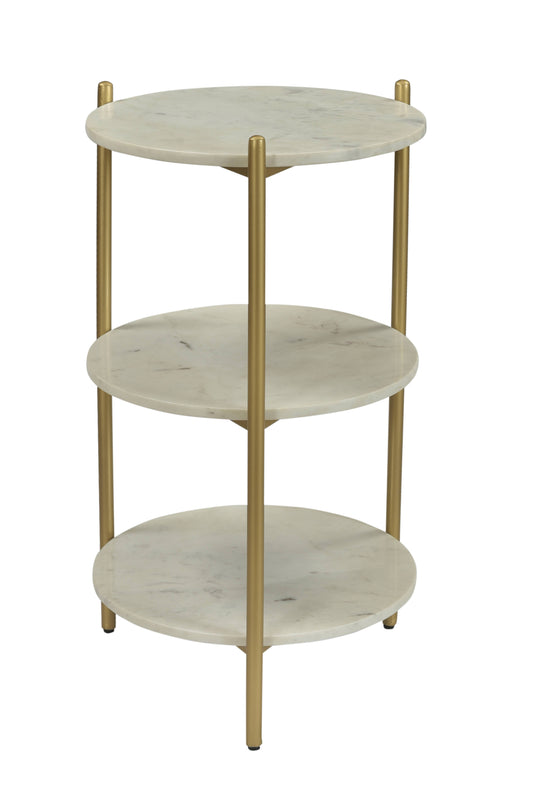 Coast to Coast White Gold Round 3 Tier Accent Table