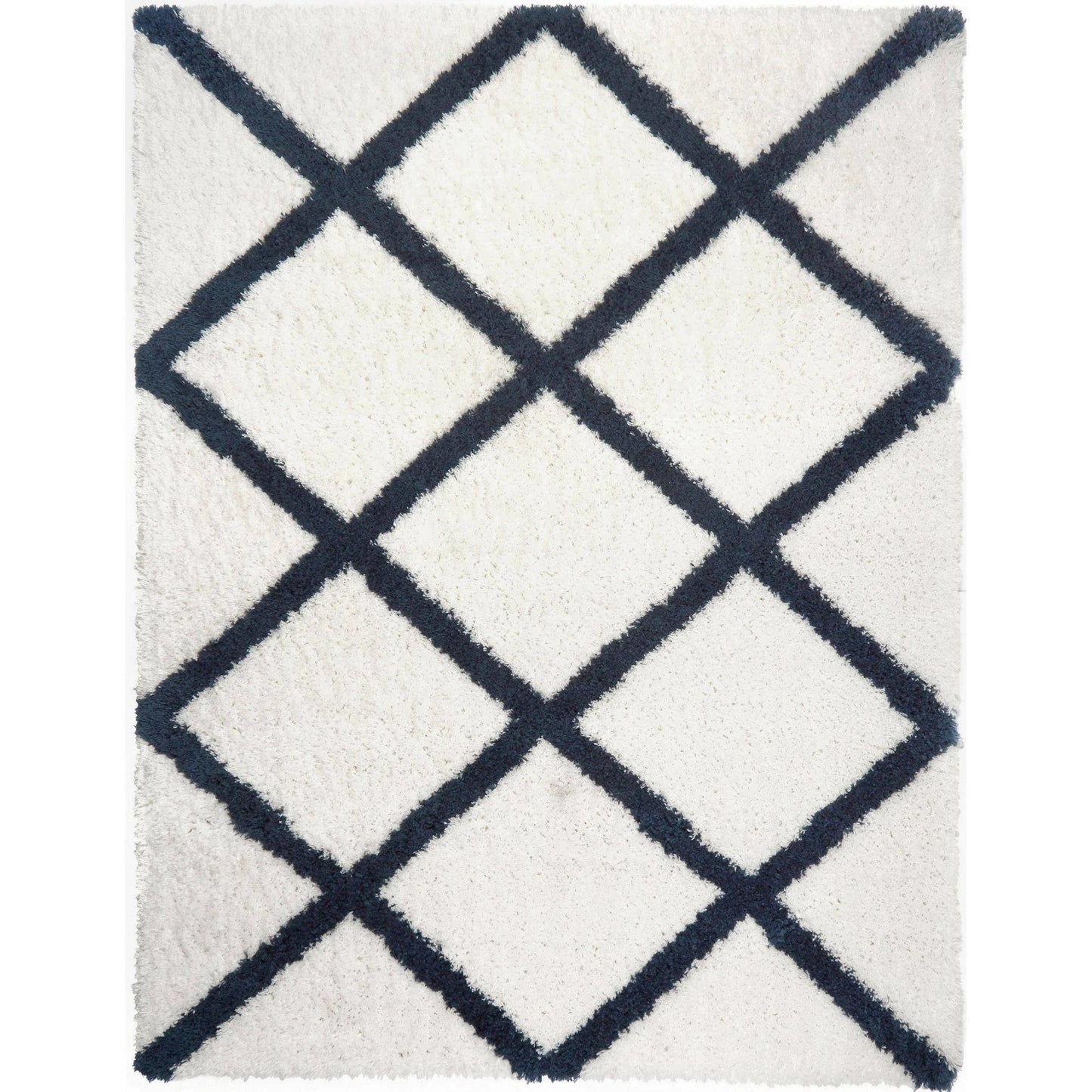 Sohome Carmela Tali Shag Geometric Area Rug - Ivory/Navy 52