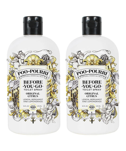 Poo-Pourri Set of (2) 16oz. Bathroom Deodorizer Refill Bottles ,Original