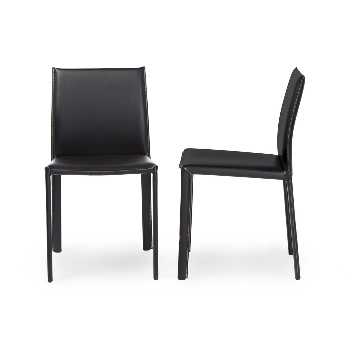 Baxton Studio Black Burridge Leather Dining Chair (Set of 2)