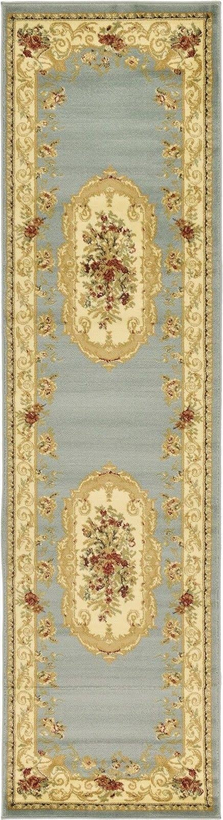 Unique Loom Versailles Henry Light Blue 2 7 x 10 0 Runner Rug