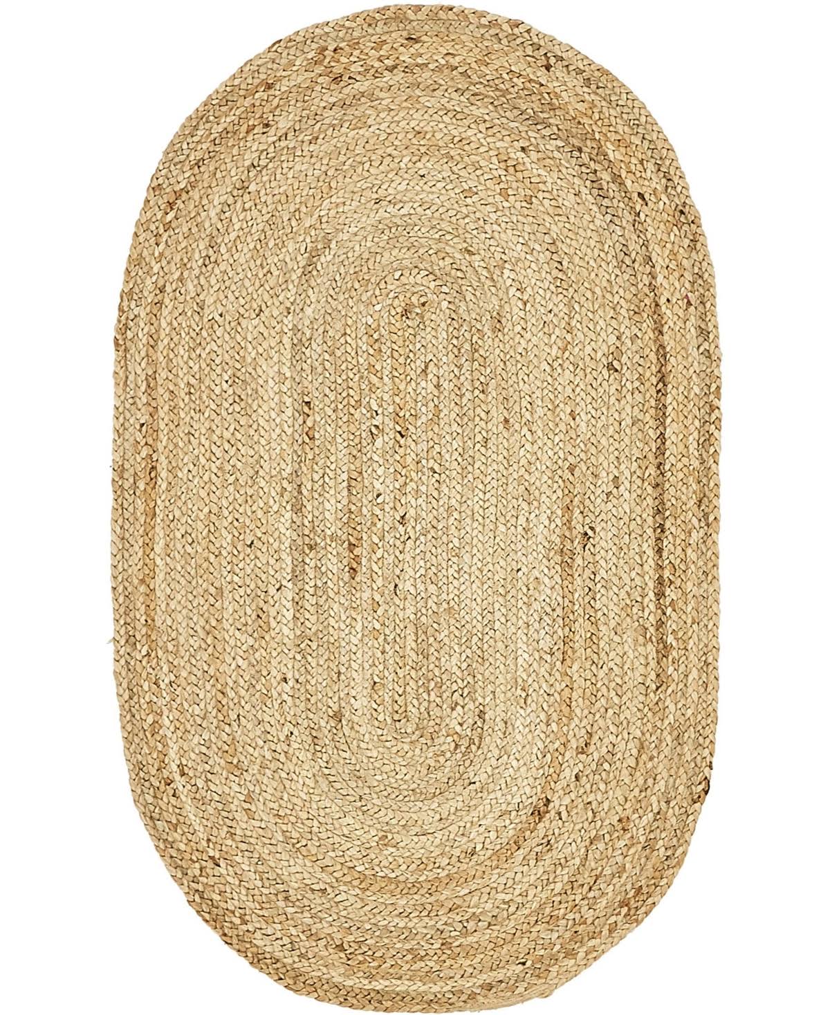 Unique Loom Delhi Braided Jute Oval Rug, Natural