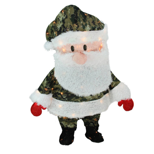 32 Pre-Lit Lane Camo Santa Claus Christmas Outdoor Decoration - Clear Lights