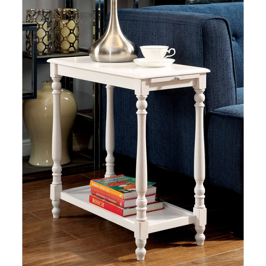 Furniture of America Quam Transitional White Solid Wood Side Table