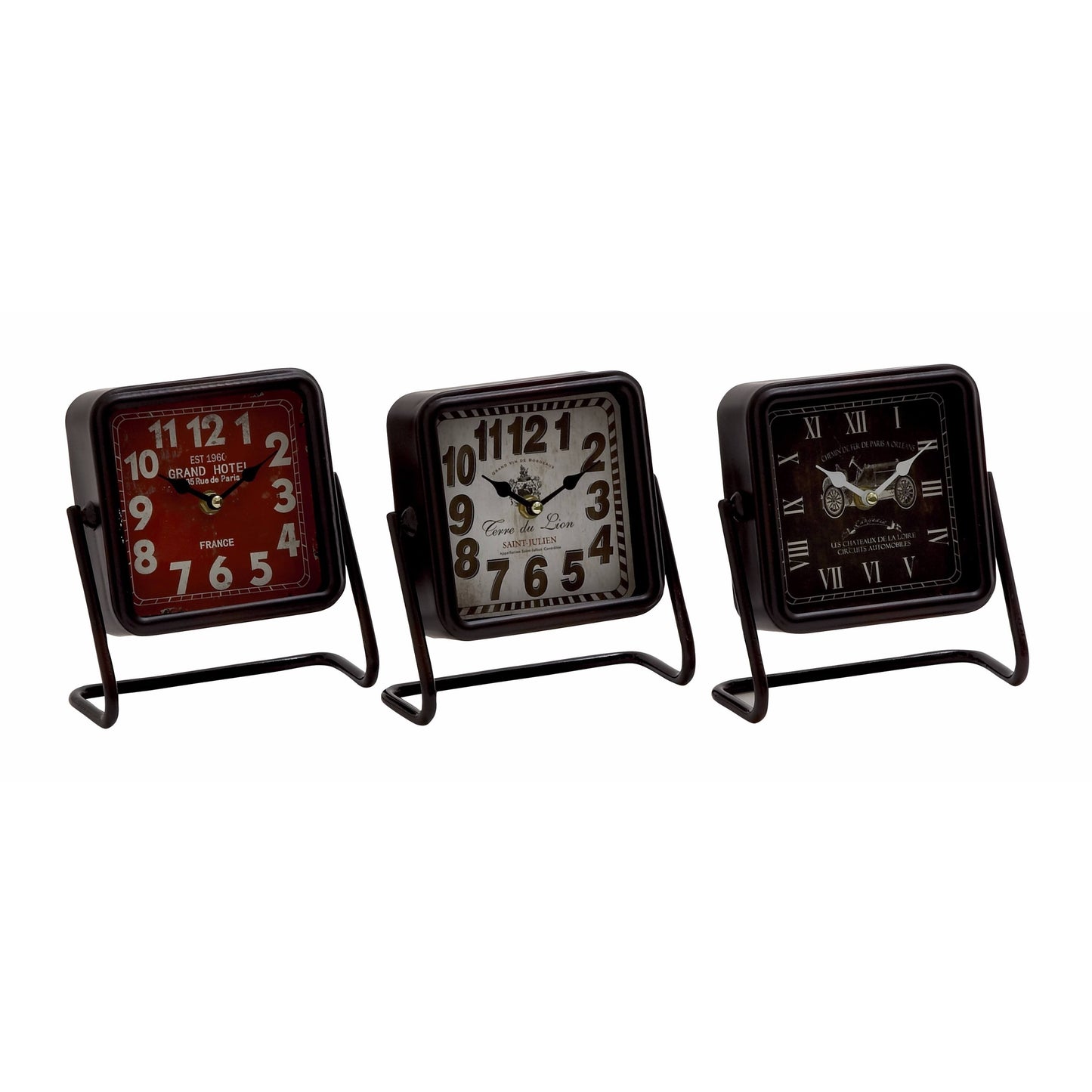 Artistic Metal Square Table Clock 3 Assorted