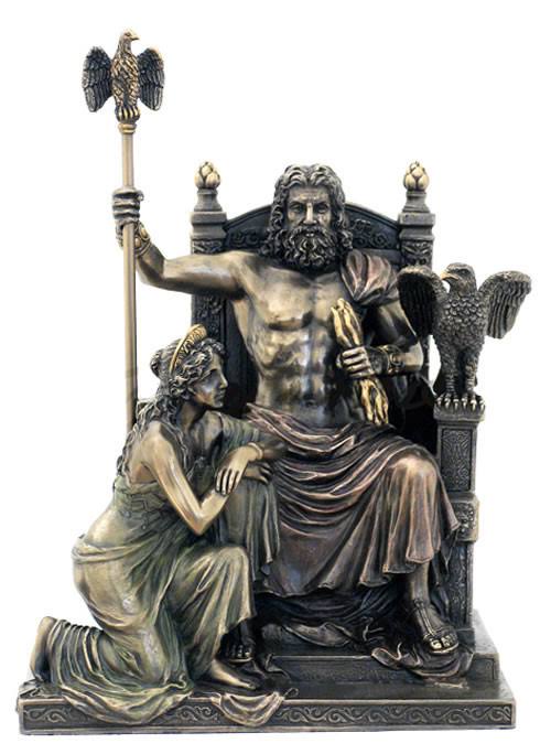 Zeus and Hera at The Throne Figurine, Bronze Color