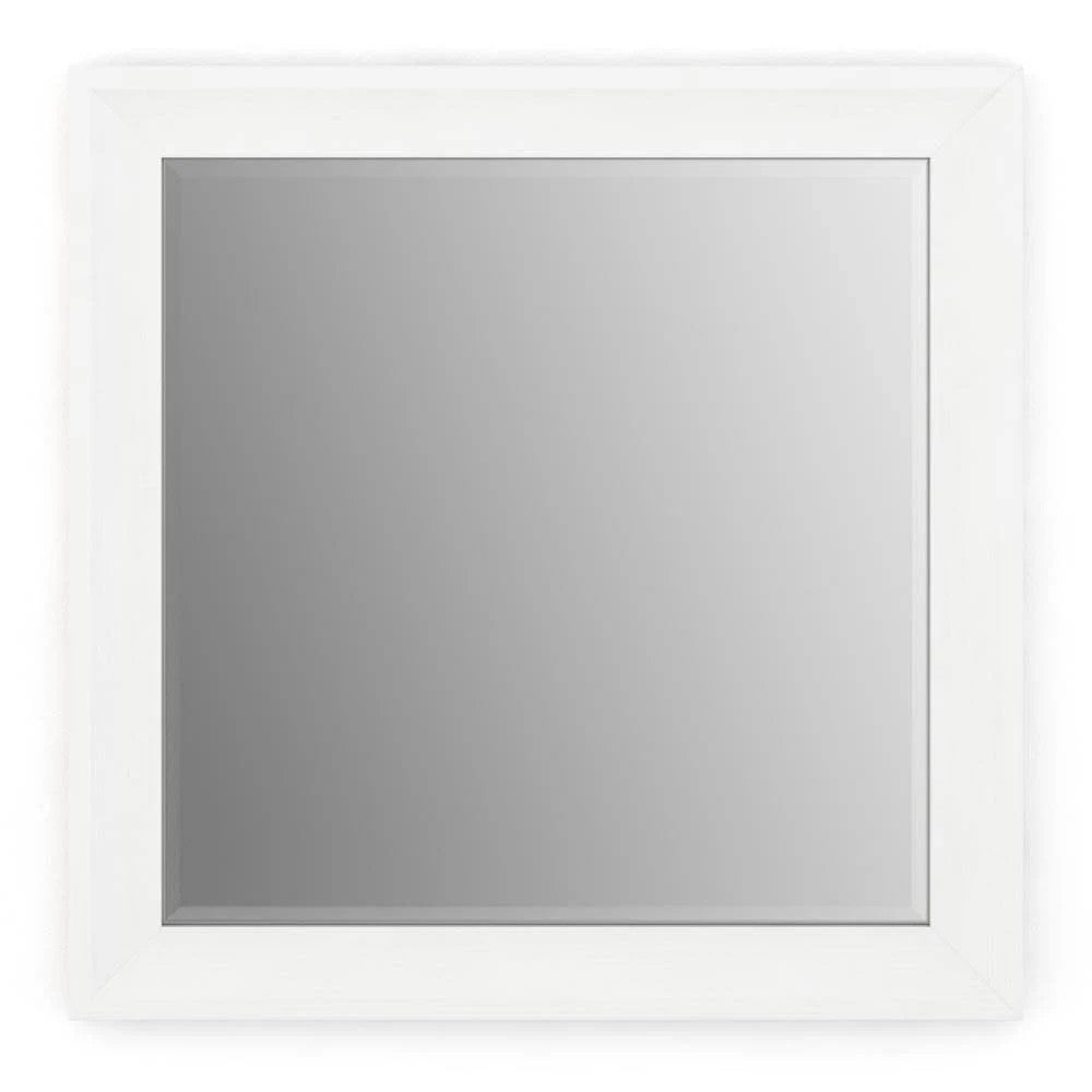 Delta Framed Mirror Square Glass Flush Mount Hardware Matte White 33 x 33 inch