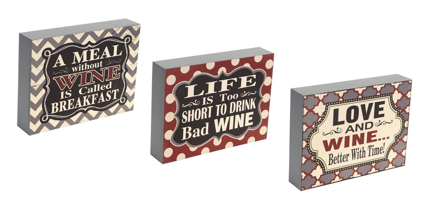 Wine Sitting/Wall Plaques (Set of 6) 7.5Wx6H MDF