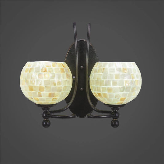 Toltec Lighting 590-DG-405 Capri 2 Light Wall Sconce in Dark Granite with 6 inch Mystic Seashell Glass Shade