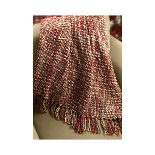 Red, Green and Brown Fringed Jacquard Woven Throw Blanket 50 x 60