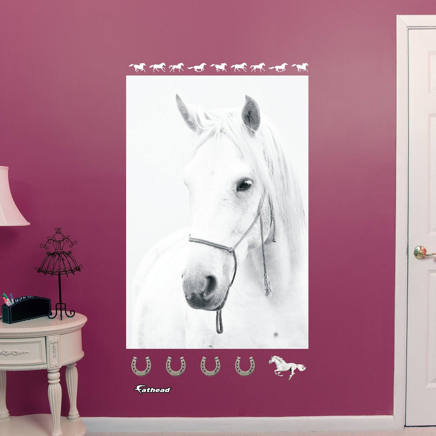 Fathead White Horse Wall Mural