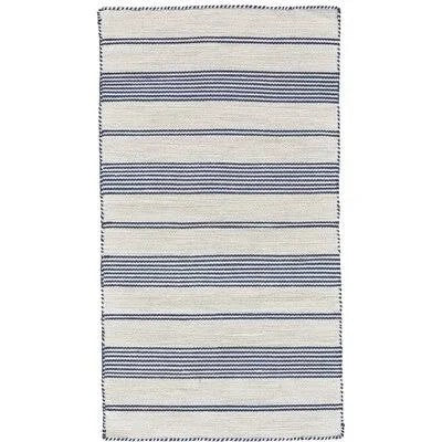 Alicea Striped Hand-Woven Flatweave Navy Area Rug Three Posts Rug Size: Rectangle 8 x 11