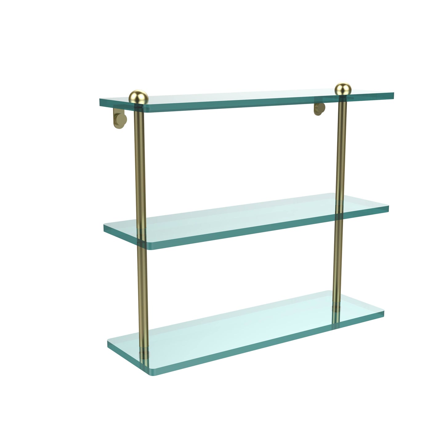 Allied Brass 16 inch Triple Tiered Glass Shelf Satin Brass