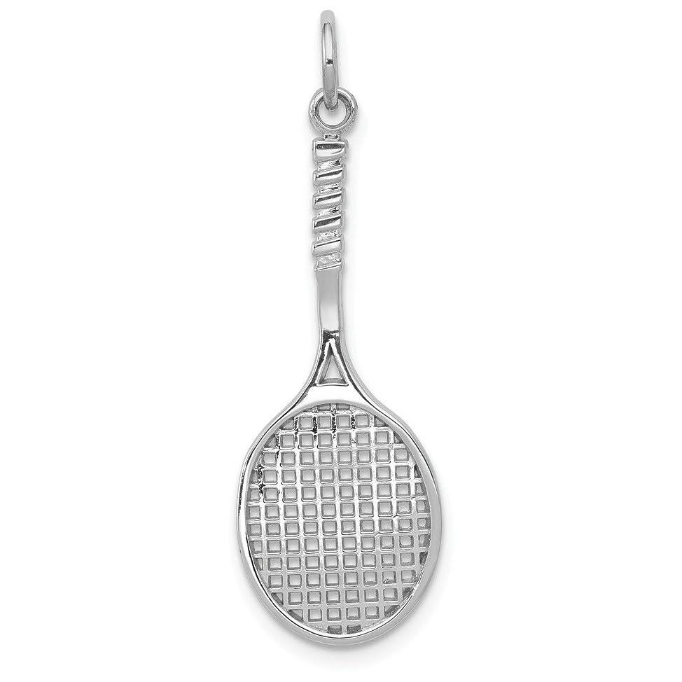 14K White Gold Tennis Racquet Charm