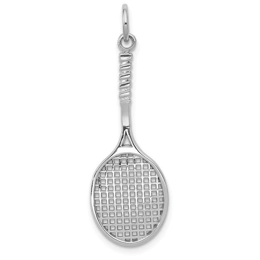 14K White Gold Tennis Racquet Charm