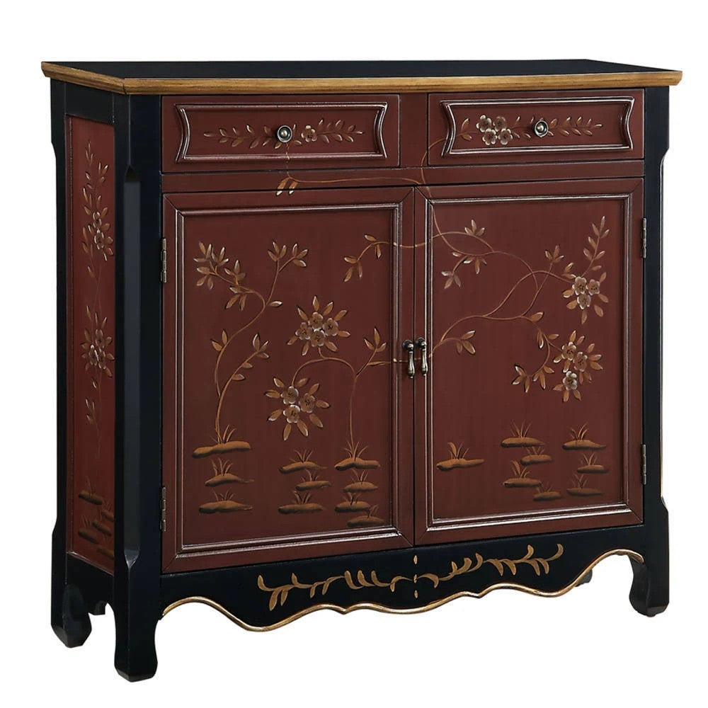 Powell Oriental 2 Door Console - Red