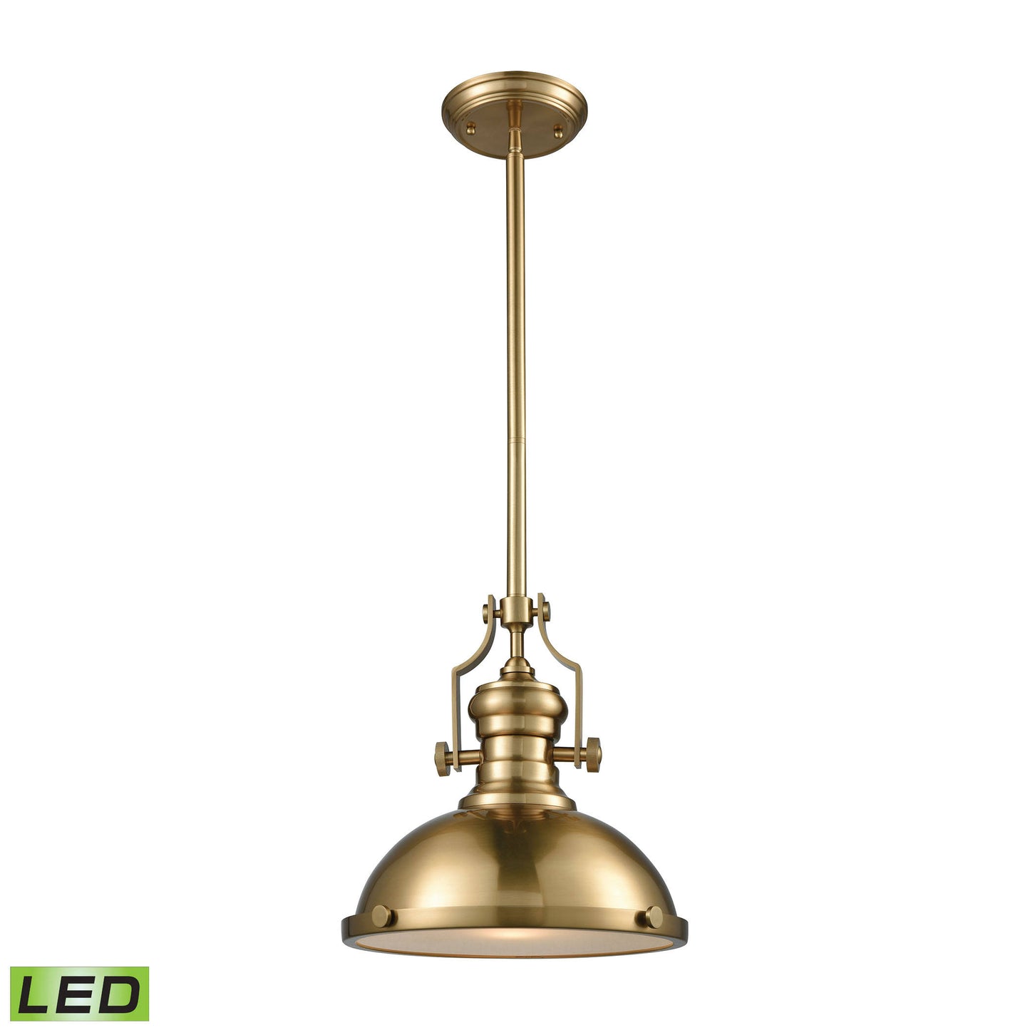 Elk Lighting 66594-1 Chadwick 1 Light Pendant in Satin Brass with Frosted Glass