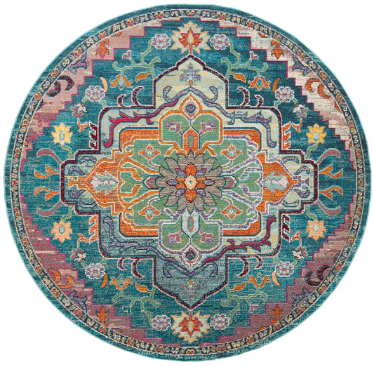 Safavieh CRS501T Crystal Teal / Rose Area Rug - 7 x 7 Round