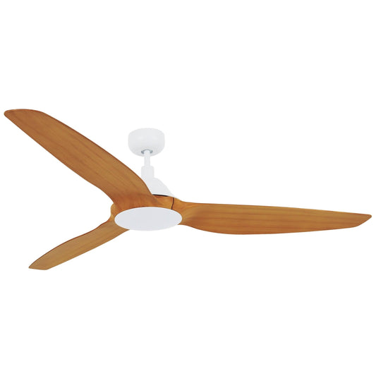 60 in. White Ceiling Fan with Remote Control - White and Teak 21101101