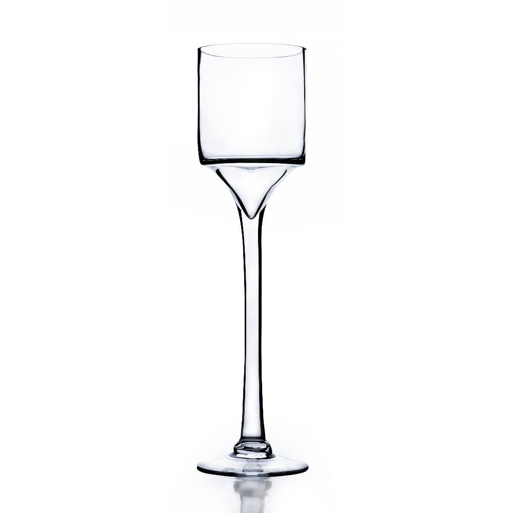 WGV Clear Raised Cylinder Candle Holder on Stand/Wine Glass Vase, 18-inch