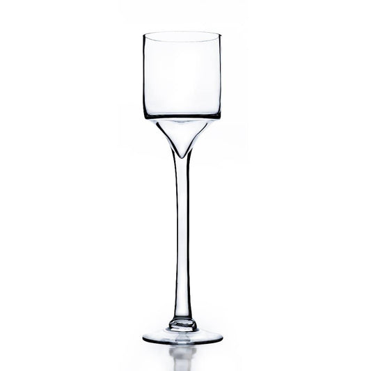 WGV Clear Raised Cylinder Candle Holder on Stand/Wine Glass Vase, 18-inch