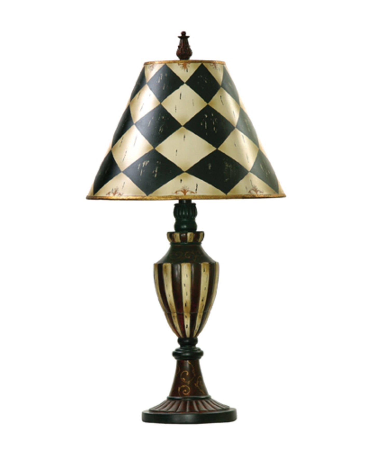 Dimond - Black / Antique White Harlequin and Stripe Urn Table Lamp 91-342