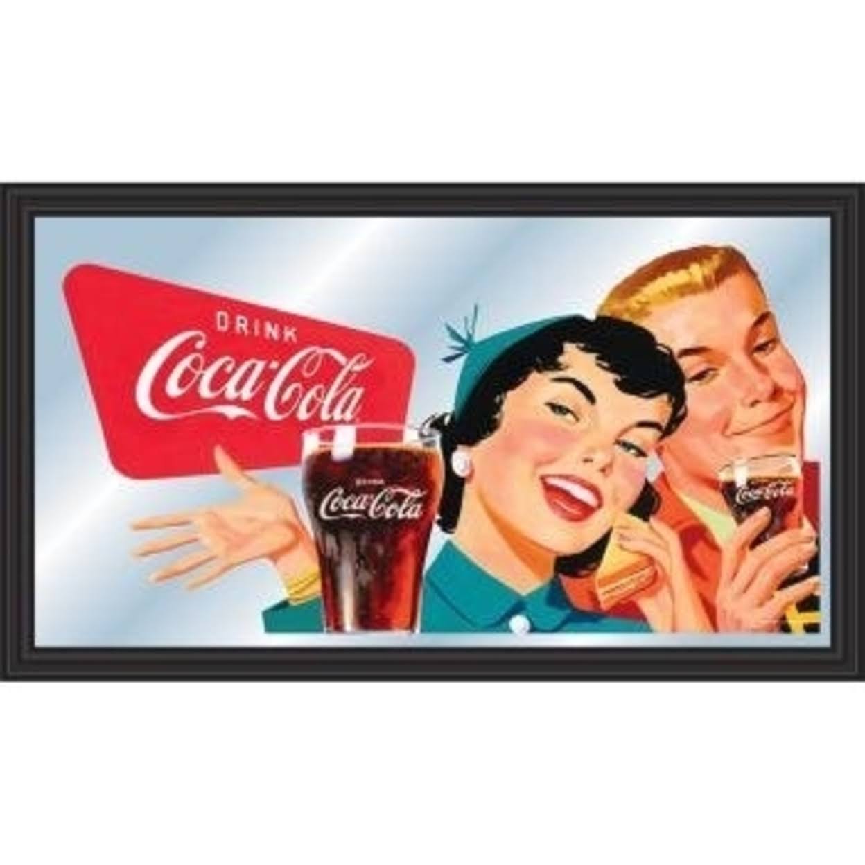 Coca-Cola Horizontal Vintage Mirror - Couple Enjoying Coke