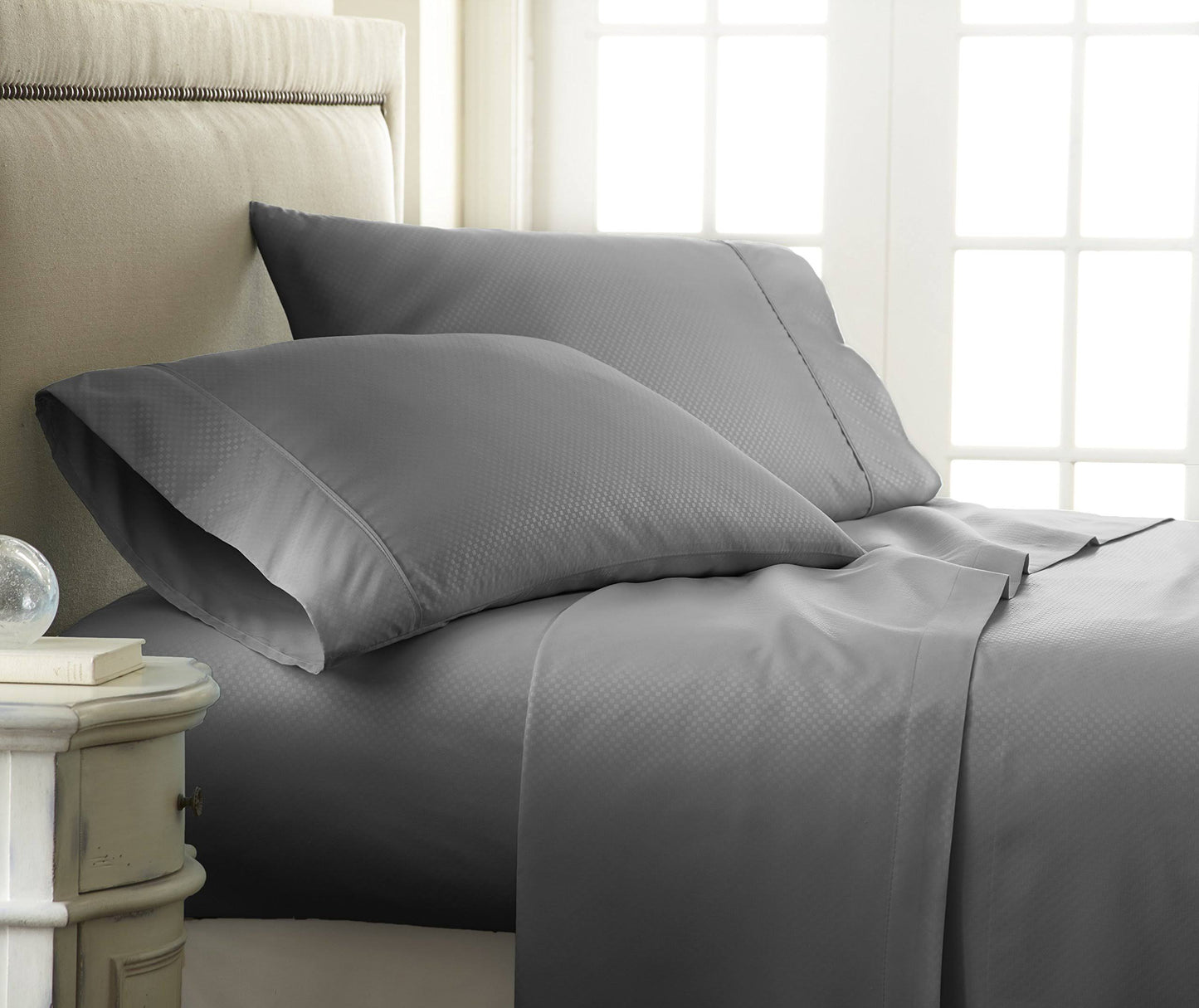 Checkered-Embossed 4-Piece Bed Sheet Set, Full