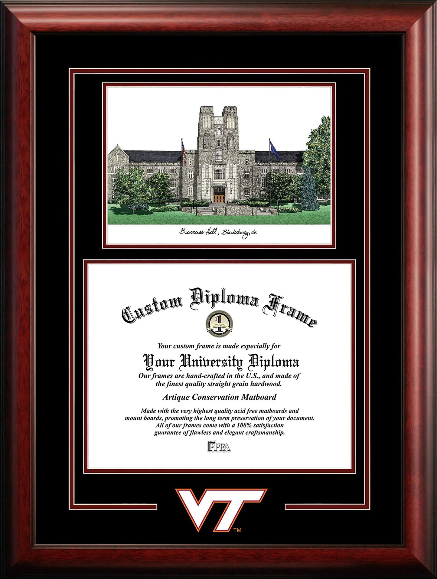 Virginia Tech Hokies Spirit Graduate Diploma Frame