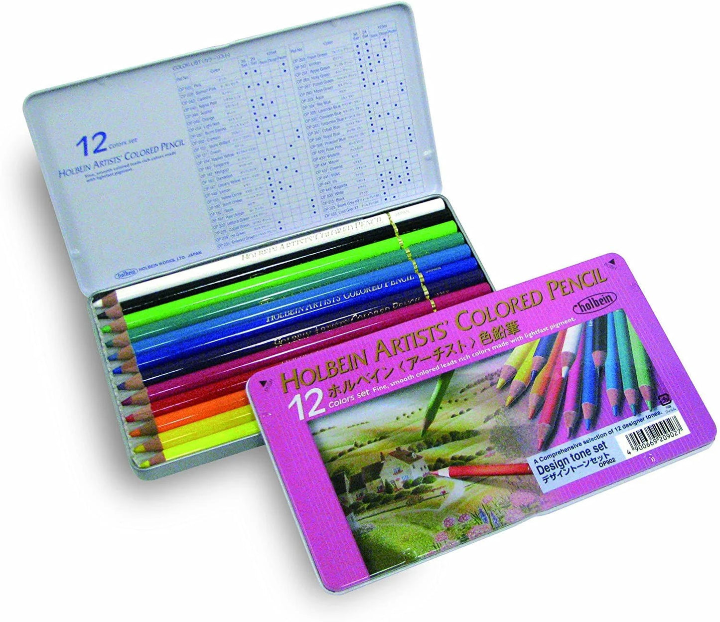 Holbein Oil-Based Colored Pencil Design Tone Set OP902, 12 Colors, Artist