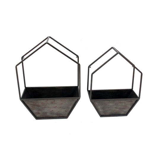 Sagebrook Home Planter Set of 2 Wall Black Metal