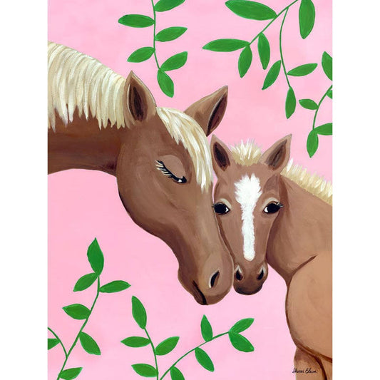 Oopsy Daisy Horse Kisses - Pink 30 x 40-Inch Stretched Canvas Wall Art