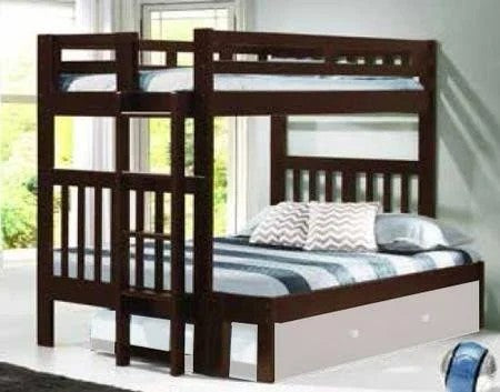 Twin Over Full Tall Mission Bunkbed in Cappuccino - Donco 215-TTCP-EXT