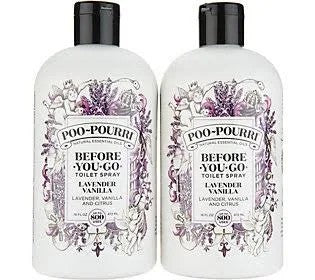 Poo-Pourri Set of (2) 16oz. Bathroom Deodorizer Refill Bottles ,LavenderVanilla