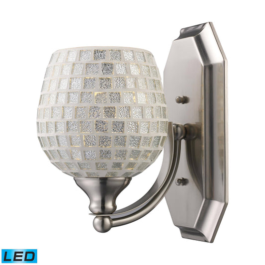 Elk Lighting 570-1N-SLV-LED 1 Light Vanity in Satin Nickel and Silver Mosaic Glass