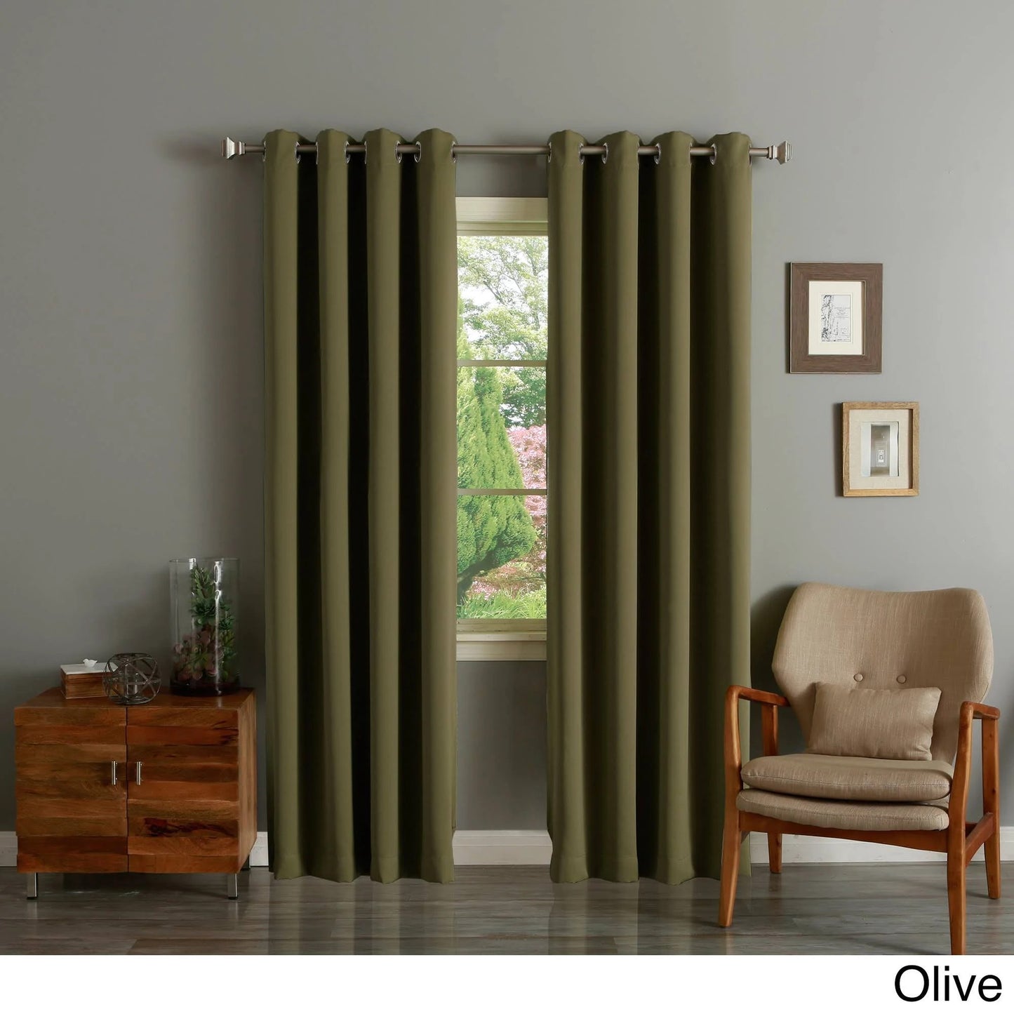 Aurora Home Silver Grommet Top 84-inch Blackout Curtain Pair - 52 x 84 (olive)