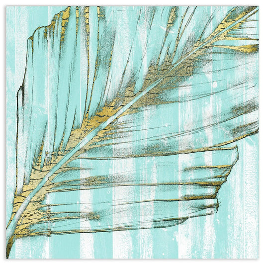 Empire Art Direct TMP-126381-3838 38 x 38 in. Beach Frond in Gold I Frameless Tempered Glass Panel Contemporary Wall Art