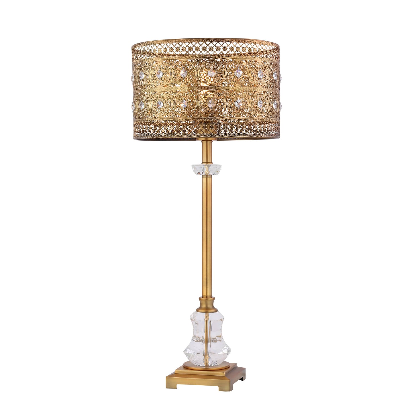 River of Goods 28H Bryar Brass and Crystal Buf FET Table Lamp