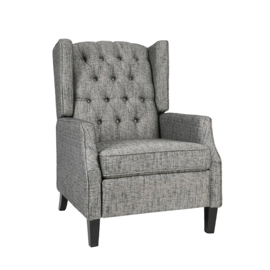 Noble House Keating Traditional Wingback Recliner in Taupe and Dark Brown