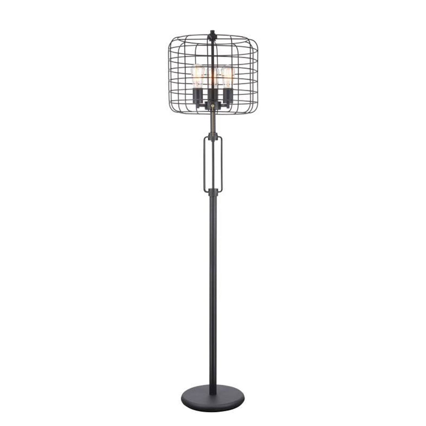 Ore International 3-Light 63 in. Powder Coated Industrial Cage Edison Floor Lamp