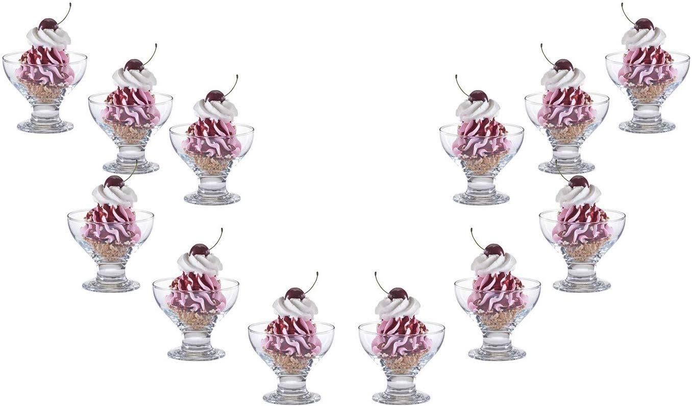 Charming Ice Cream Glass Bowl, Dessert Dish or Cup 9.5 oz, Set of (12)