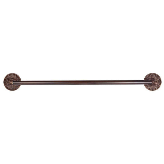 The Copper Factory CF174AN Solid Copper 24-inch Towel Bar with Round Backplates, Antique Copper