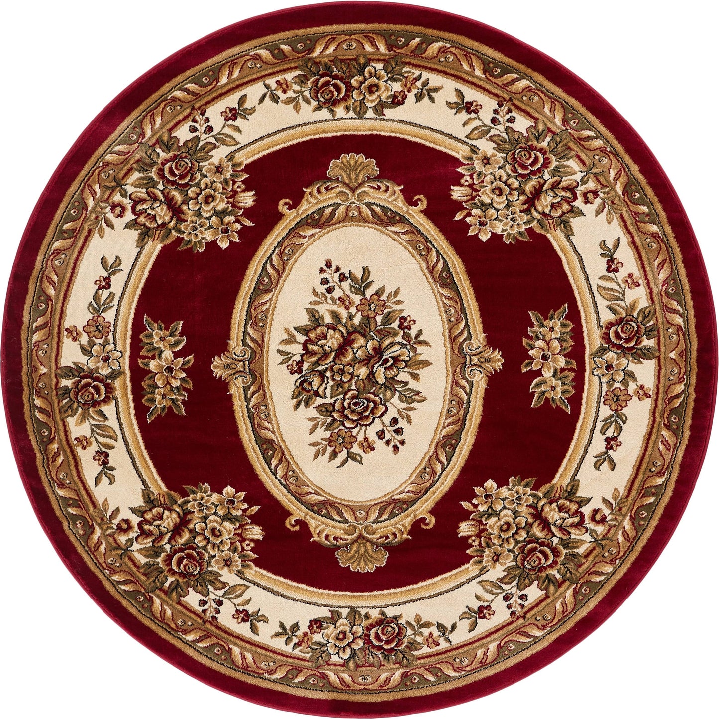 Well Woven Timeless Le Petit Palais Traditional Medallion Floral Red 710 inch Round Area Rug