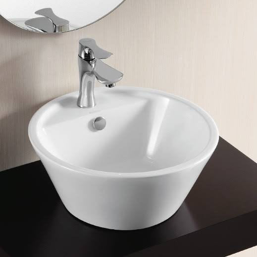 Caracalla Ceramica II Round Ceramic Vessel Bathroom Sink with Overflow