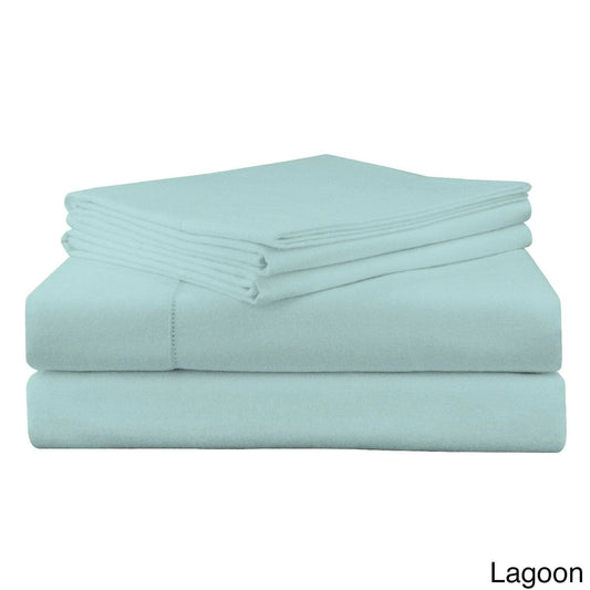 Pointehaven Solid 200 GSM Flannel Sheet Set, Lagoon