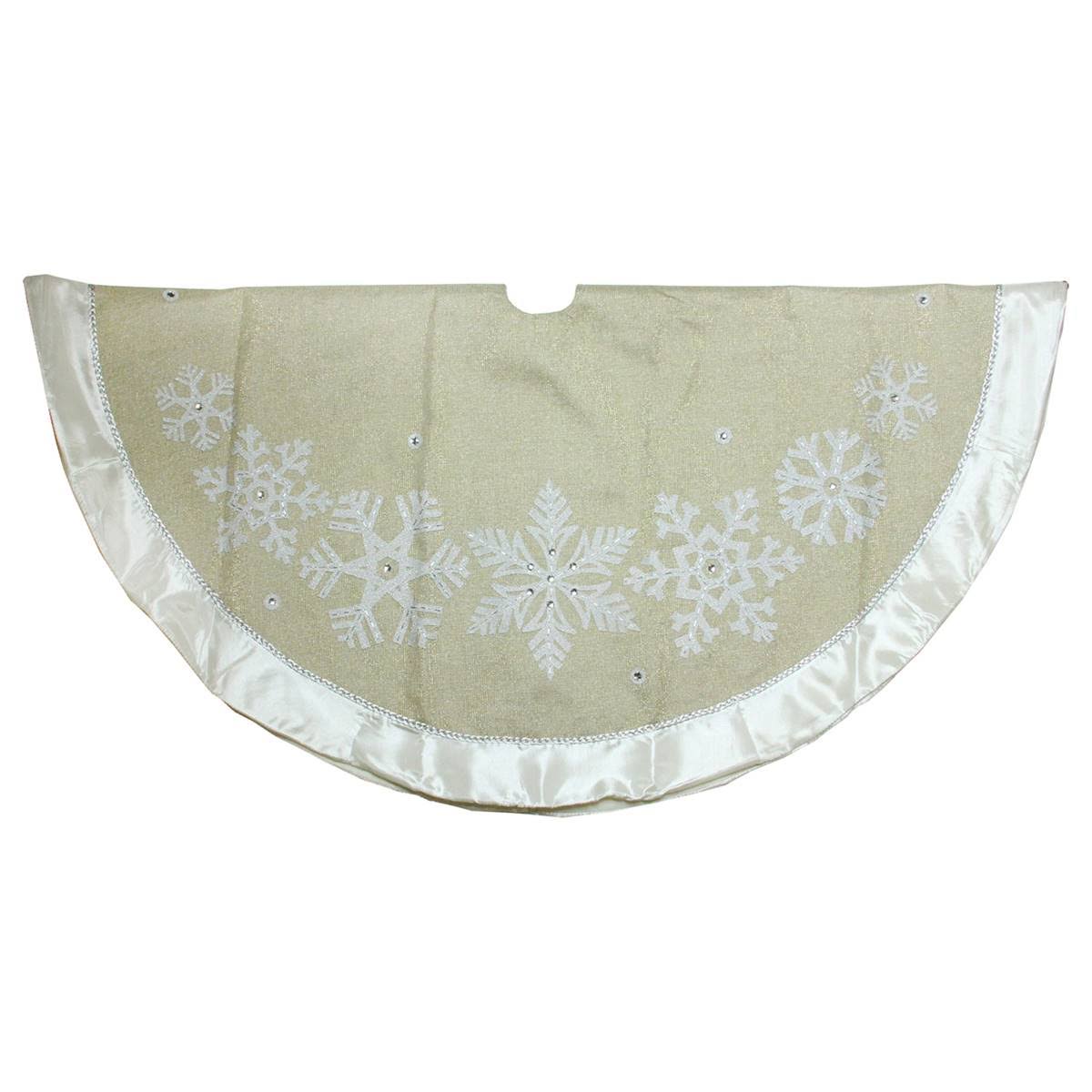 Dyno 48 Metallic Silvertone Snowflake Christmas Tree Skirt Gold