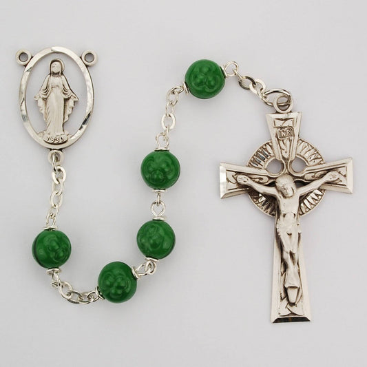 Green Glass Shamrock Rosary