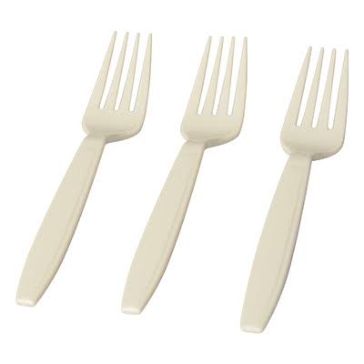 Fineline Settings, Inc Flairware Heavy Duty Boxed Disposable Plastic Fork (1000/Case) Color Bone