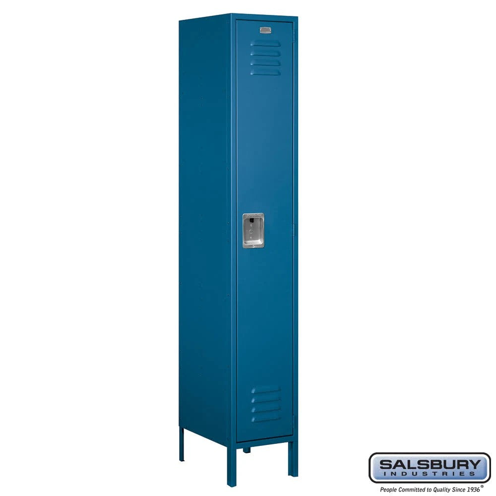 Salsbury Industries Extra Wide Standard Metal Locker - Single Tier - 1 Wide - 6 Feet High - 15 Inches Deep Blue