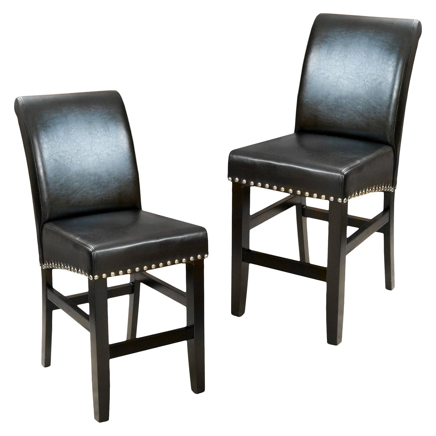 Christopher Knight Home Lisette 47-inch Leather Bar Stool (Set of 2) by, Black